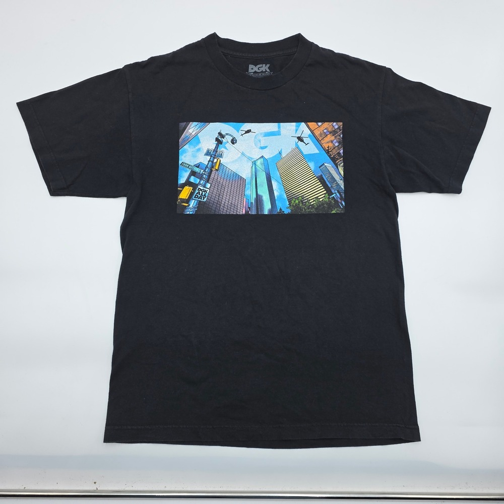 DGK Mens City Skyline Graphic T-Shirt Black Medium Short Sleeve Skate Tee